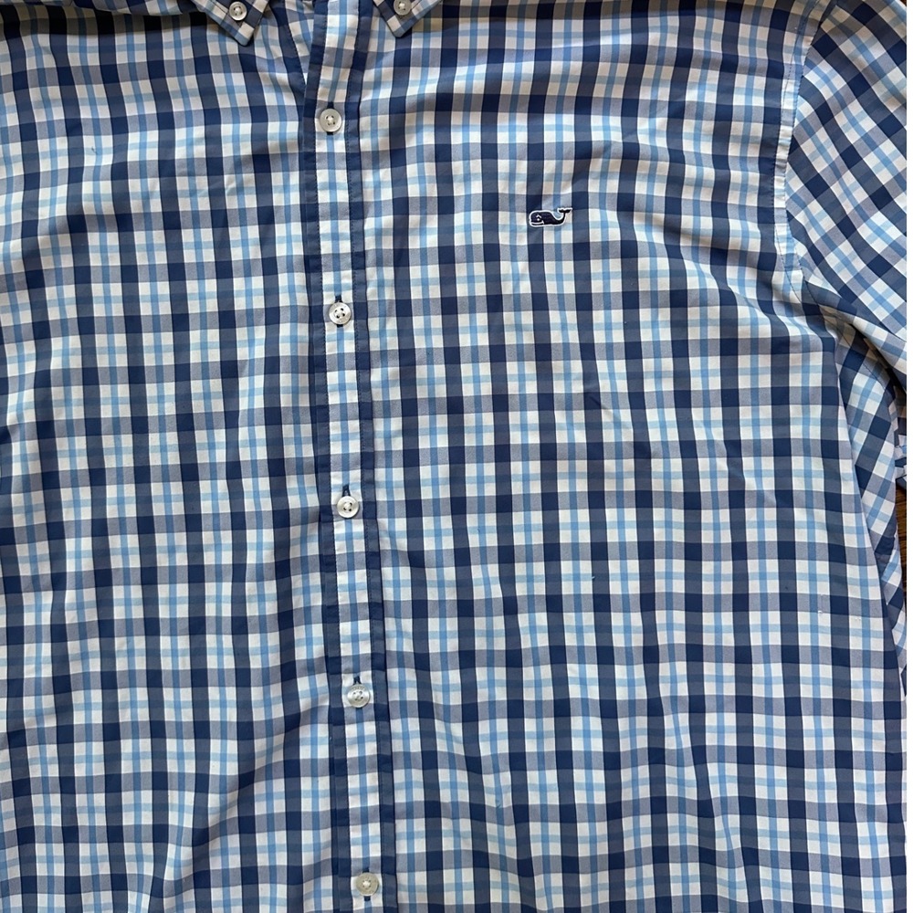 Vineyard Vines Men's Blue Plaid Whale Shirt Size 2XL - Picture 3 of 6
